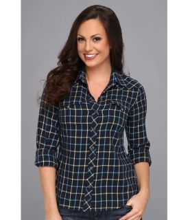 Lucky Brand Dixie Window Pane Flannel Womens Long Sleeve Button Up (Blue)