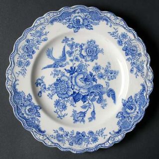Crown Ducal Bristol Blue Luncheon Plate, Fine China Dinnerware   Blue Flowers &