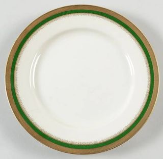Ranmaru Buckingham (Green/Gold) Salad Plate, Fine China Dinnerware   Green Band/