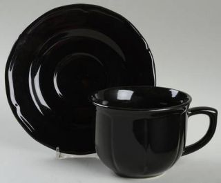  Bistro/Cafe Black Flat Cup & Saucer Set, Fine China Dinnerware   Home C