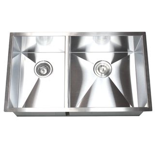 Double Bowl 32 inch 40/60 Undermount Zero Radius Kitchen Sink Combo
