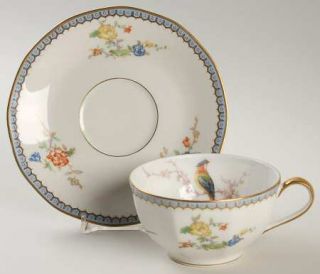 Haviland Paradise Flat Cup & Saucer Set, Fine China Dinnerware   Theo,Blank 1219