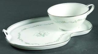 Noritake Chaumont Snack Plate & Cup Set, Fine China Dinnerware   Blue And Gray S