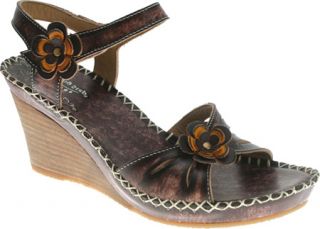 Womens Spring Step Lilith   Brown Leather Ornamented Shoes