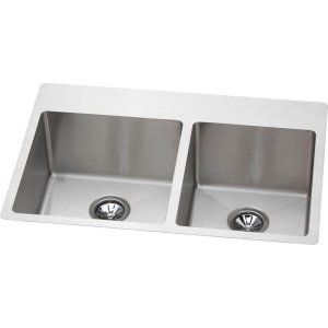 Elkay EFRTUO332210R1 Avado Slim Rim Universal Mount Double Bowl Kitchen Sink, St
