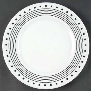 Corning City Line Dinner Plate, Fine China Dinnerware   Ultra,Black Rings & Dots