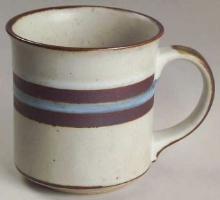 Otagiri Horizon Mug, Fine China Dinnerware   Gray With Blue Stripes, Stoneware