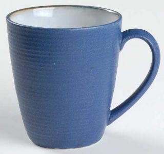 Sango Carousel Blue Mug, Fine China Dinnerware   Textured Blue Out,White In,Coup