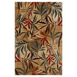 Hand tufted Gold Abstract Pattern Wool/ Silk Rug (5 X 8)