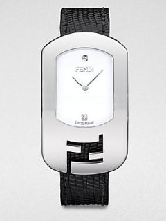 Fendi Diamond & Stainless Steel Watch   Silver Black