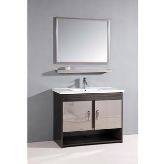 Grey And White Ceramic Top 39.5 inch Single sink Bathroom Vanity
