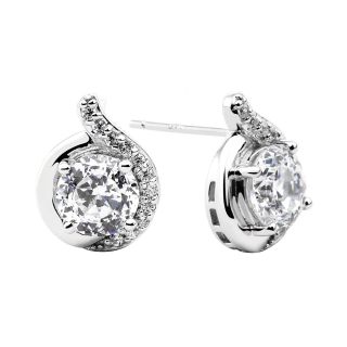 100 Facets by DiamonArt Cubic Zirconia Swirl Stud Earrings, Womens