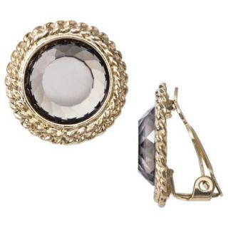 Lonna & Lilly Button Clip Earring with Stone   Gold/Grey