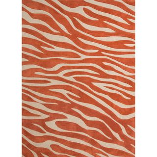 Hand tufted Contemporary Animal Print Red/ Orange Rug (36 X 56)