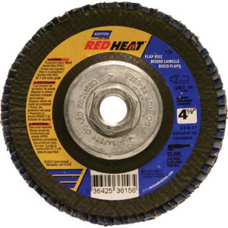 Norton Red Heat Type 29 Conical Flap Discs   5 Pk., 40 Grit, 4.5in. x 5/8in. 11,