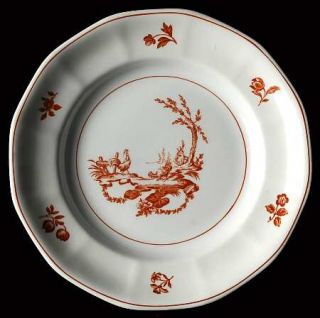 Wedgwood Chantecler Dessert/Pie Plate, Fine China Dinnerware   Rust Flowers And