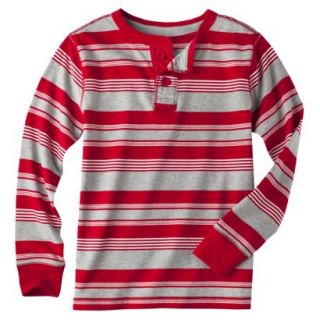 Cherokee Boys Striped Long Sleeve Henley   Red Explosion M