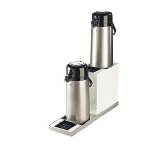 Cal Mil 2 Tier In Line Airpot Stand   2 Drip Trays, 6 7/8x22 1/2x12 1/2, Stainless