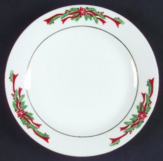 Fairfield Poinsettia & Ribbon Salad Plate, Fine China Dinnerware   Poinsettias &
