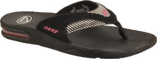 Womens Reef Fanning Original   Black/Pink Stripes Casual Shoes