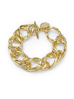 Angled Twisted Rope Double Link Bracelet   Gold