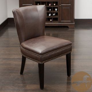 Christopher Knight Home Jackie Brown Leather Accent Dining Chair (BrownNo assembly required; arrives ready to useSturdy constructionNeutral colors to match any decorAllows you to comfortably sit in any roomSeat height 17 inchesDimensions 33.75 inches hi