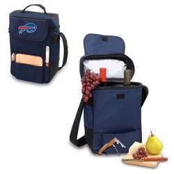 Picnic Time Buffalo Bills Duet Tote (NavyComes with wine and cheese service for two InsulatedAdjustable shoulder strapDimensions 14 inches high x 10 inches wide x 6 inches deepIncludesOne (1) 6 x 6 inch cheese boardStainless steel cheese knife with woode
