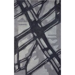 Nuloom Handmade Pino Ice Glacier Pattern Charcoal/ Grey Rug (76 X 96)
