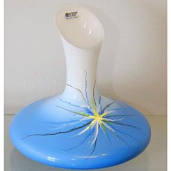 Blue Desert Flower Modern Glass Vase (BlueMaterials GlassPattern FlowerDecorative/Functional DecorativeHolds Water YesDimensions 8.6 inches high x 8.75 inches in diameter )