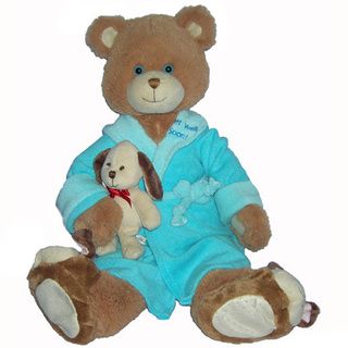 First and Main Get Well Soon Plush Brown Bear (Brown/ blueDimensions 10 inches high x 9.5 inches wide x 9 inches longWeight 0.5 pounds )
