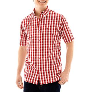 Dockers Short Sleeve Poplin Shirt, Red, Mens