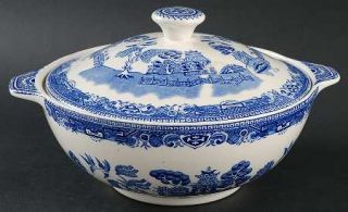 Alfred Meakin Old Willow Blue(No Trim) Round Covered Vegetable, Fine China Dinne