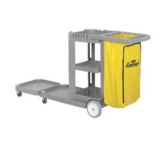 Continental Commercial Convertible Janitor Cart w/ 25 Gal Zippered Bag, Grey