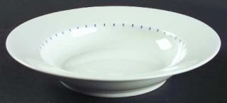 Dansk Ditto Blue Rim Soup Bowl, Fine China Dinnerware   Inner Band Of Blue Dots,
