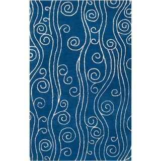 Somerset Bay Hand tufted Morse Blue Beach Inspired Wool Rug (2 X 3)