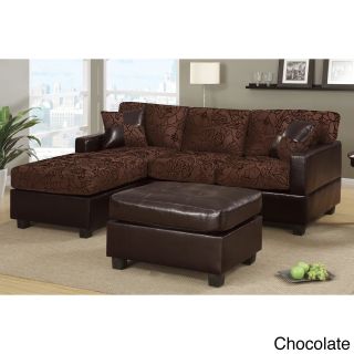 Teramo Floral Sectional Sofa Set Featuring Reversible Chaise With Free Ottoman   Accent Pillows