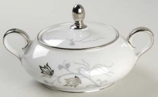 Baronet Silver Arbor Sugar Bowl & Lid, Fine China Dinnerware   Silver Blossoms,