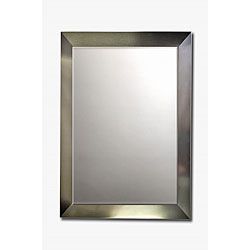 Stainless Steel Framed Beveled Mirror (Stainless steelMaterials Wood, stainless steel, glassImage dimensions 42 inches high x 30 inches wide  )
