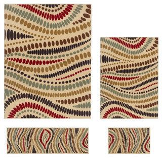 Contemporary Lagoon 4512 Beige Area Rugs (set Of 4)