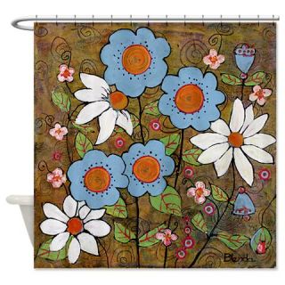 Retro Daisy Flowers Shower Curtain  Use code FREECART at Checkout