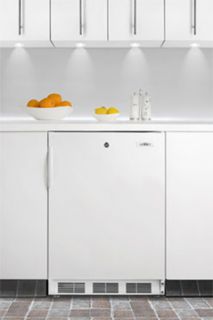 Summit Refrigeration Undercounter Refrigerator w/ Reversible Door, Lock & Auto Defrost, White, 5.5 cu ft, ADA
