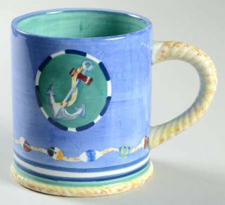 Zrike Maritime Collection Mug, Fine China Dinnerware   Blue/Green Nautical,Boats