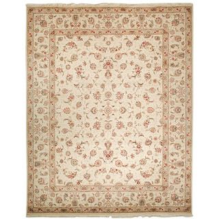 Safavieh Hand knotted Tabriz Floral Ivory/ Ivory Wool/ Silk Rug (6 X 9)