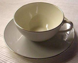 Lenox China L6 Flat Cup & Saucer Set, Fine China Dinnerware   All Gray, Coupe, P