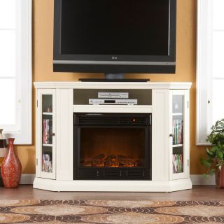 Claremont Convertible Ivory Electric Fireplace Media Console Ivory White  