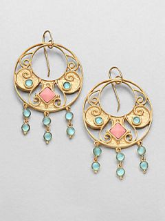 Stephanie Kantis Antiquity Embellished Hoop Drop Earrings   Gold 