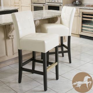 Christopher Knight Home Macbeth Ivory Leather Bar Stools (set Of 2)