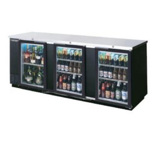 Beverage Air 94 in Refrigerated Backbar Storage Cabinet w/ 3 Glass Doors, 37 in H, Black/Stainless