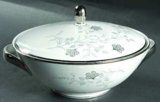 Jaeger Silver Glory Round Covered Vegetable, Fine China Dinnerware   Gray&Silver