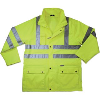 Ergodyne High Visibility Class 3 Rain Jacket   Lime, XL, Model# 8365